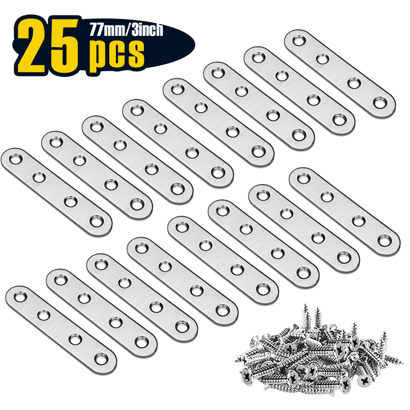 Corner Bracket Angle - Flat Straight Brace Brackets 77X16 Mm(3X0.63