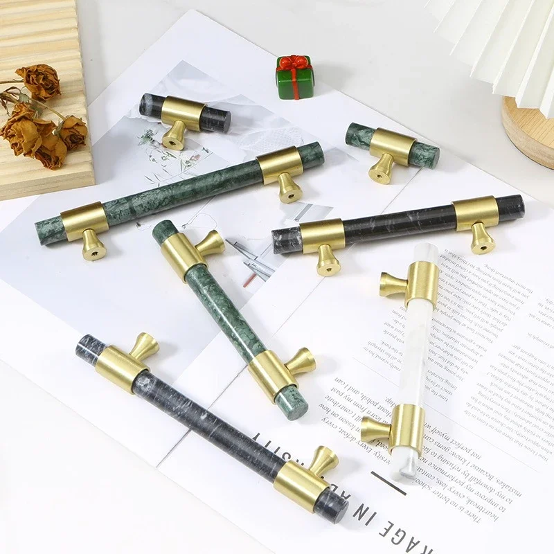 Furniture And Hardware Supplies - 1Pcs Marble Brass Handle Nordic Drawer