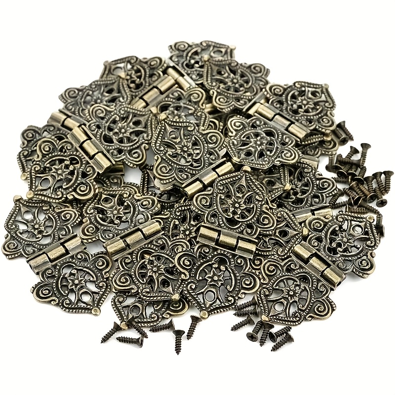 Furniture Hardware Replacement Parts - 8PCS Vintage Alloy Hollow Flower Hinge