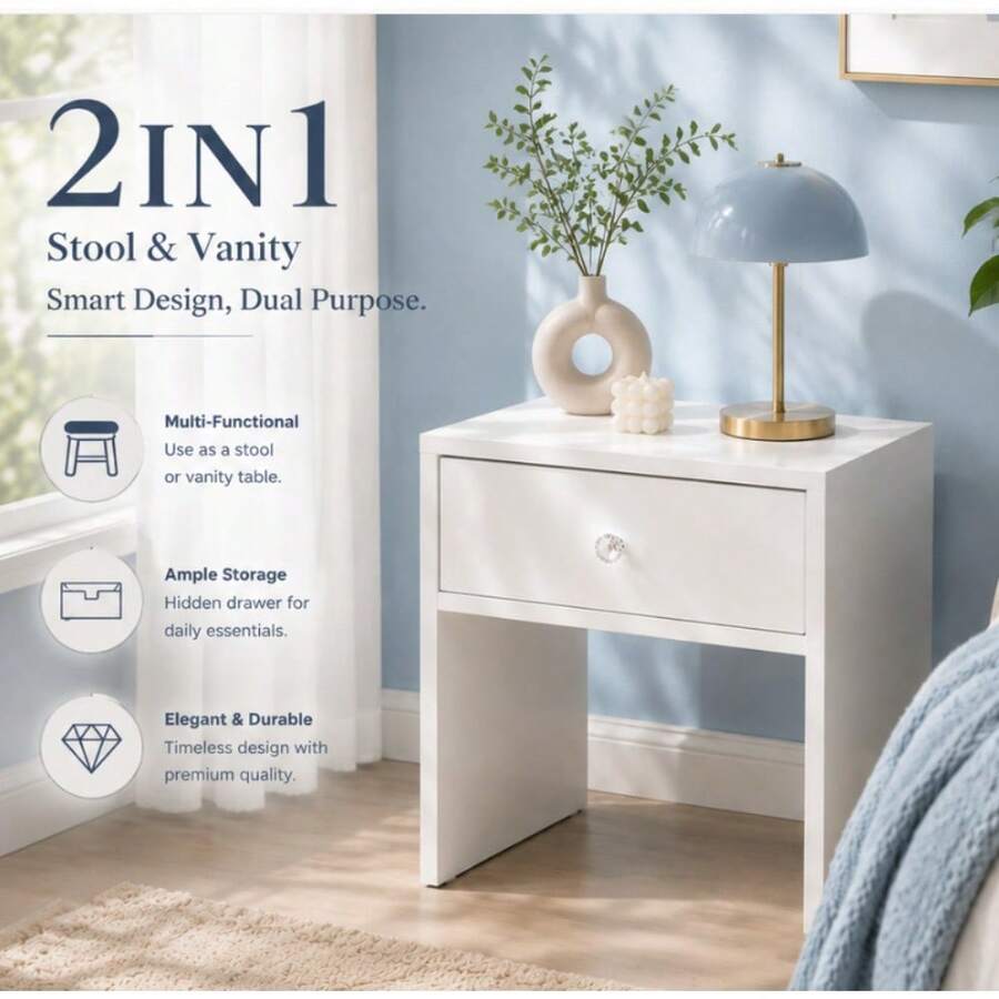 2-In-1 Storage Stool & Nightst - Furniture Hardware Suppliers recension och pris