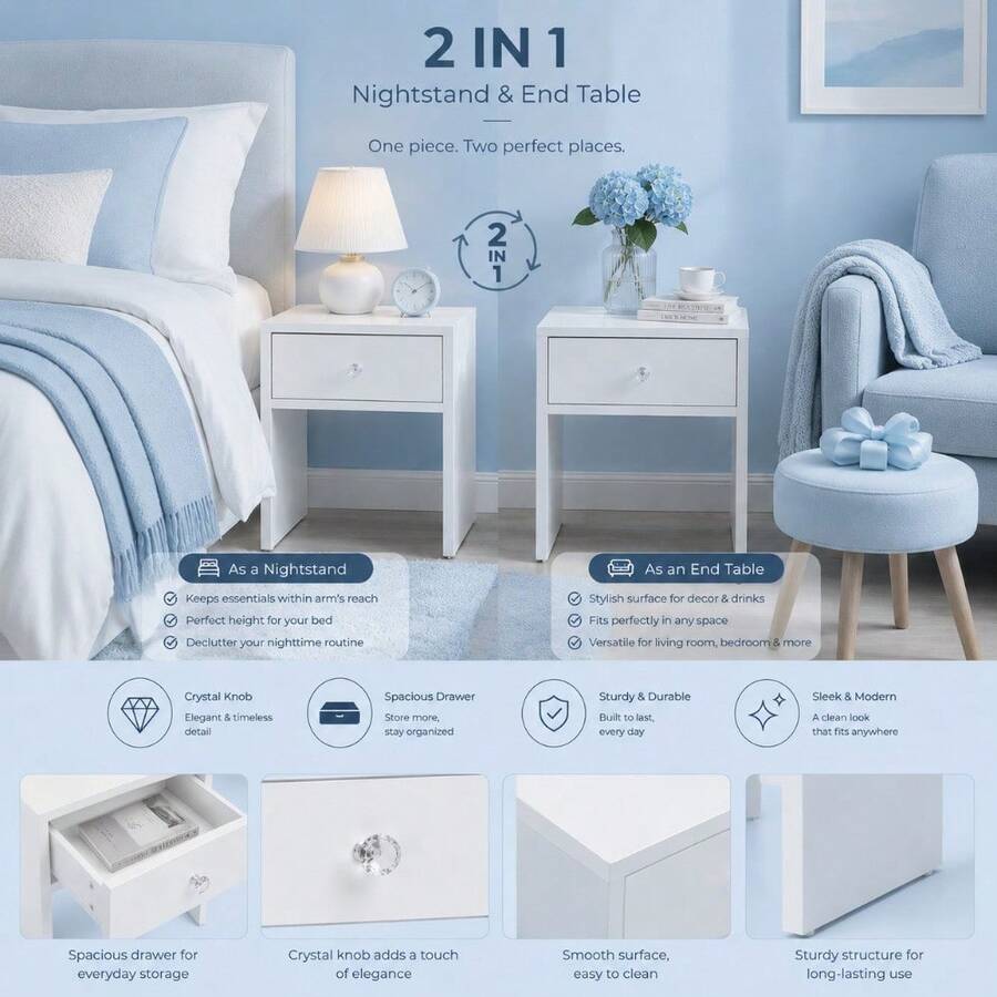 2-In-1 Storage Stool & Nightst - Furniture Hardware Suppliers recension och pris