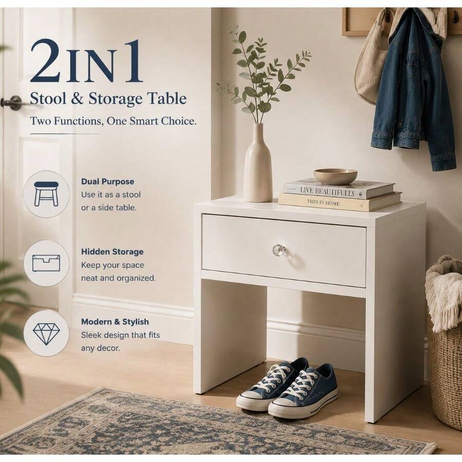 2-In-1 Storage Stool & Nightst - Furniture Hardware Suppliers recension och pris