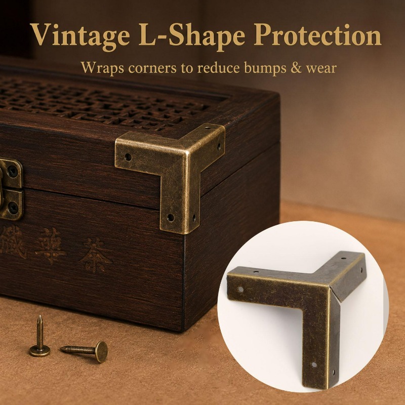 4/16set Antique Bronze Corner  - Furniture Hardware Antique recension och pris