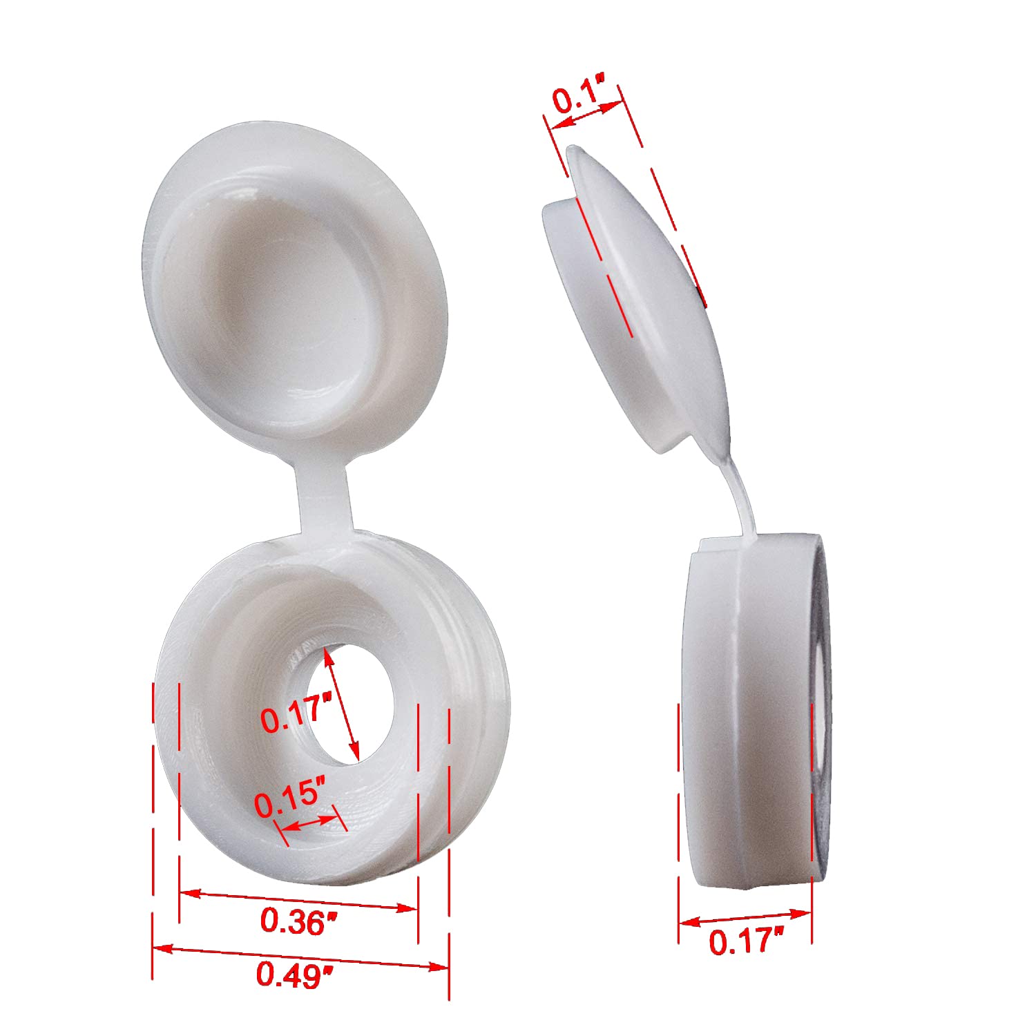 White Hinged Plastic Screw Cap - Furniture Hardware Covers recension och pris