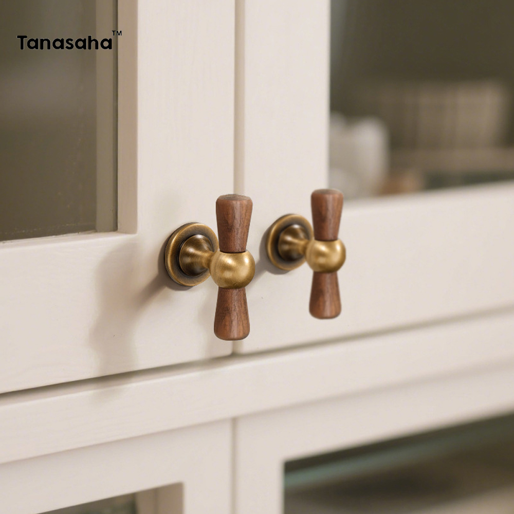 Vintage Walnut Brass Handle Ro - Vintage Furniture Hardware Pulls recension och pris