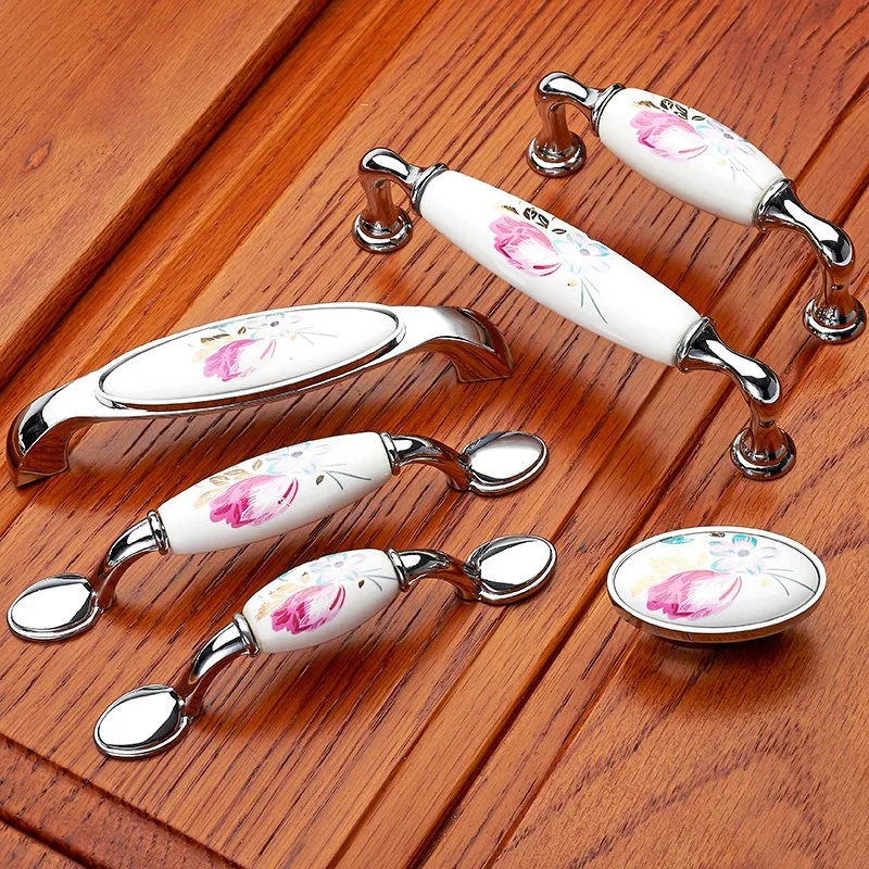 Tulip Ceramic Door Handle Silv - Vintage Furniture Hardware Pulls recension och pris