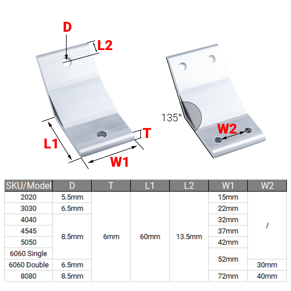 4Pcs/lot 135 Degree 2020 3030  - Corner Bracket Angle recension och pris